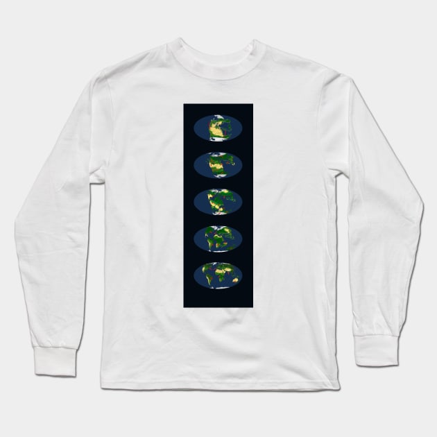 Pangaea break-up, global maps (C046/3483) Long Sleeve T-Shirt by SciencePhoto